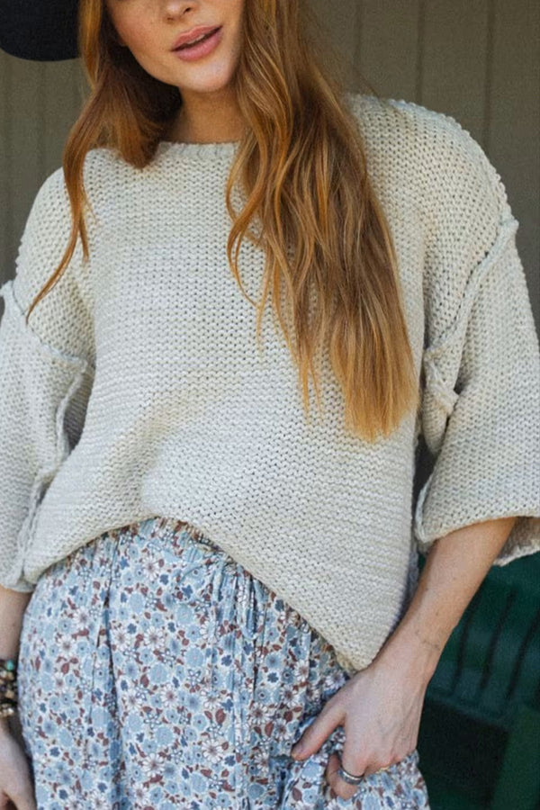 Gemütlicher Grobstrick Pullover mit Rundhalsausschnitt