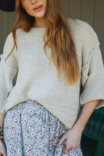 Gemütlicher Grobstrick Pullover mit Rundhalsausschnitt