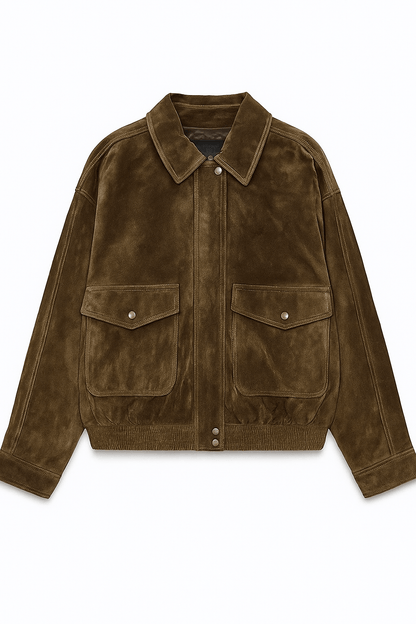 Klassische Damen-Bomberjacke mit Kragen und Klappentaschen