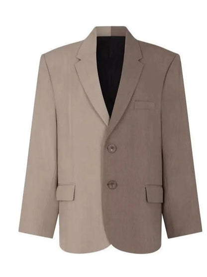 Schicker Kontrast Boyfriend-Blazer mit Weitbein-Hosen-Set