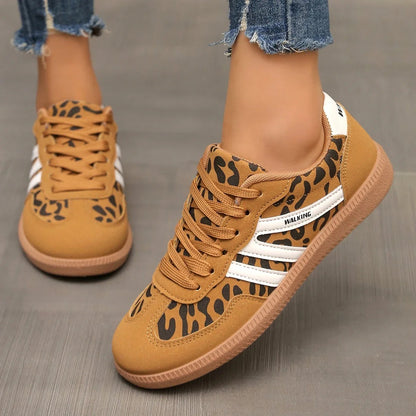 Animal-Print Sneakers for Women with Contrast Stripes – Stylish & Comfortable