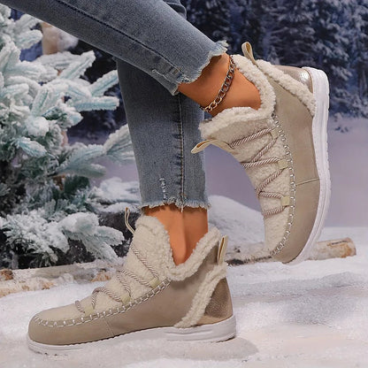 Gemütliche Plüsch-Patchwork-Winterstiefel für Damen