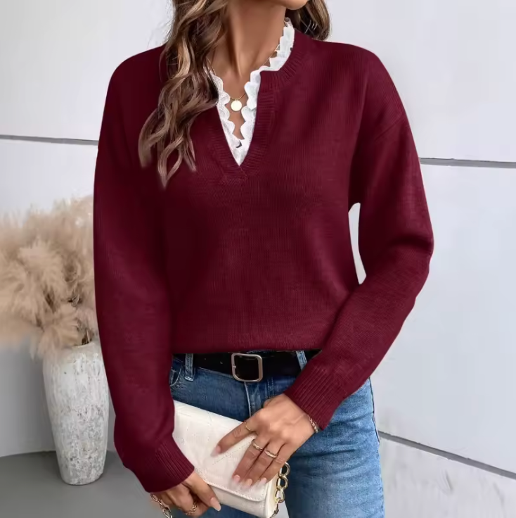Elegante Bluse mit Spitzenbesatz für Damen