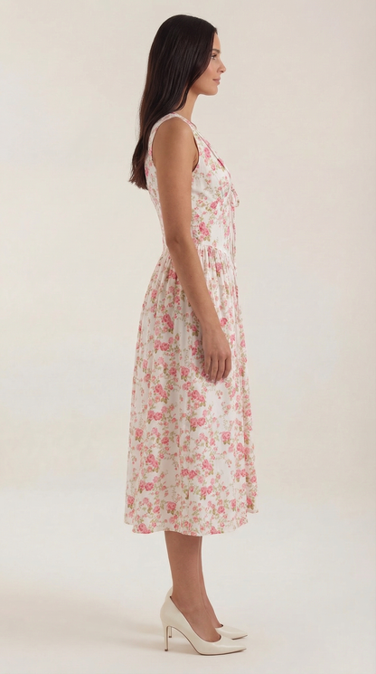 Damen Korsett Midi Sommerkleid