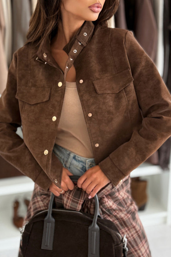 Schicke lässige Jacke mit langen Ärmeln und Knopfleiste