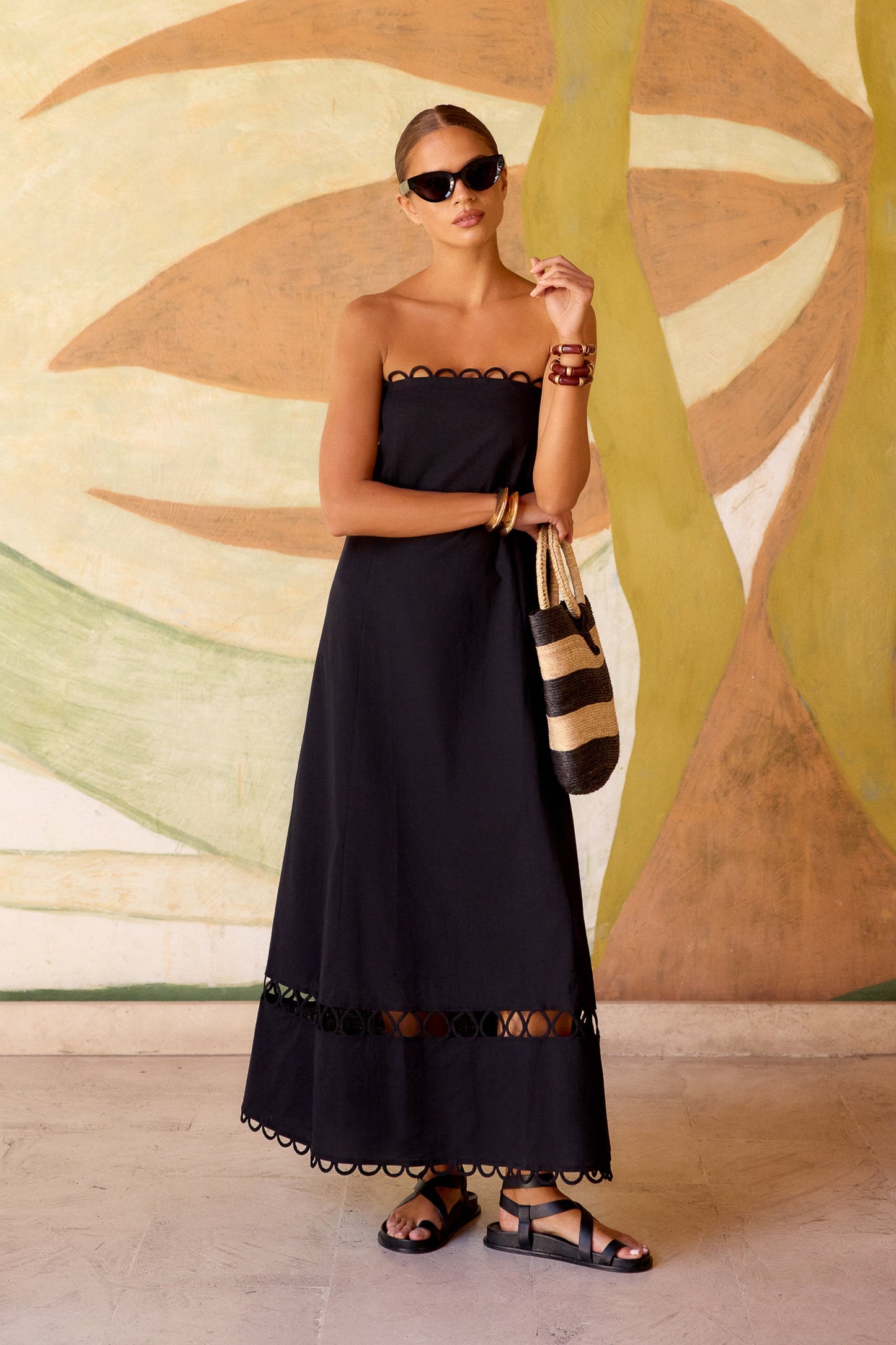 Schwarzes Ärmelloses Gina Kleid