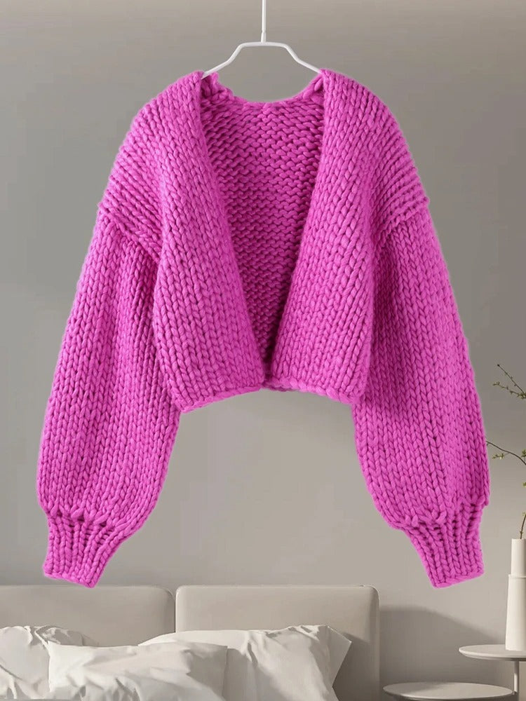 Gemütlicher Strick-Cardigan in Uni-Farbe, Freizeitstil