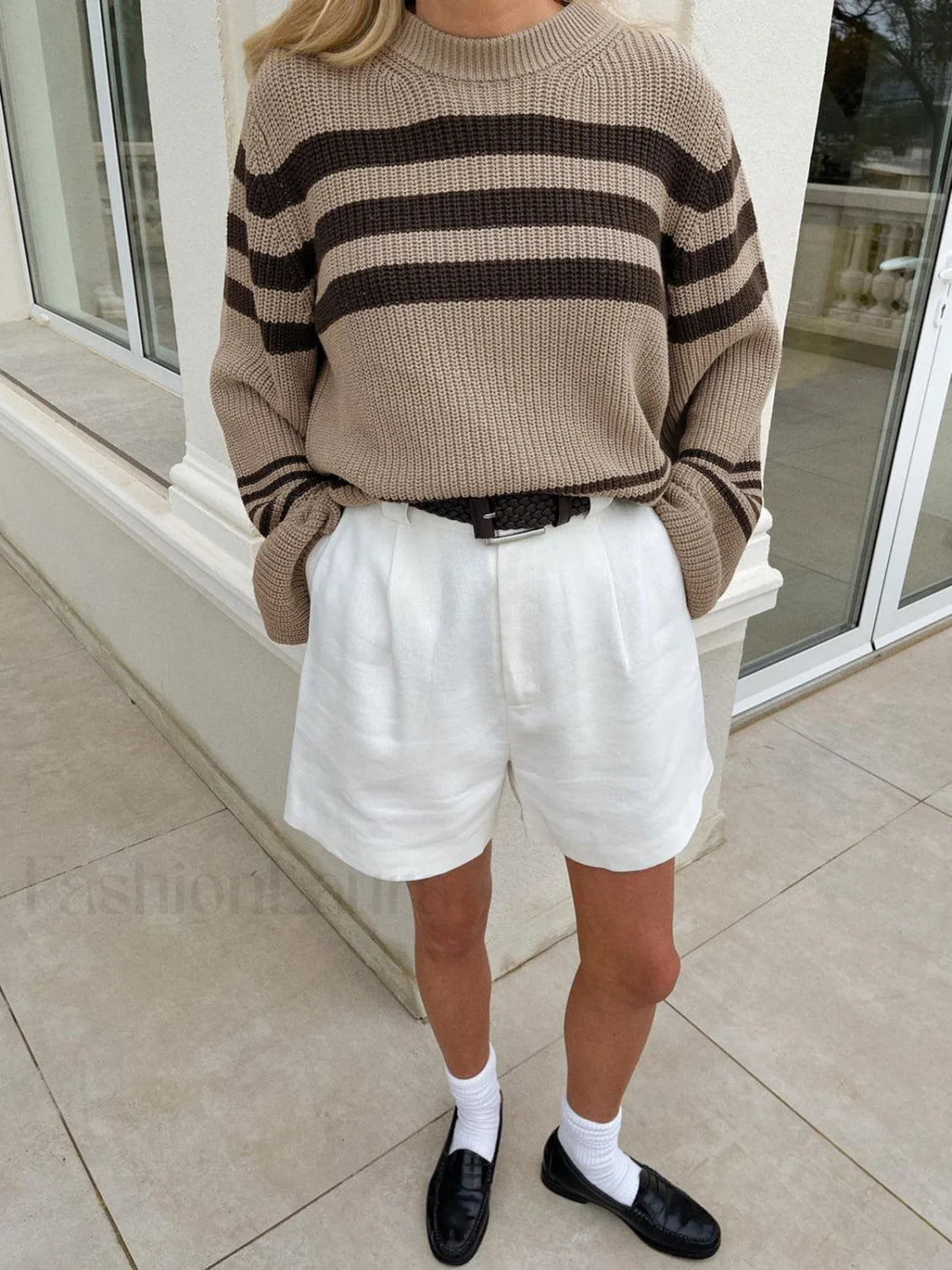 Gemütlicher gestreifter Strickpullover für den Alltag