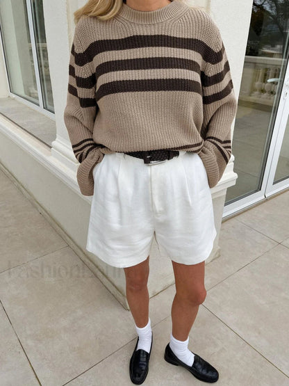 Gemütlicher gestreifter Strickpullover für den Alltag