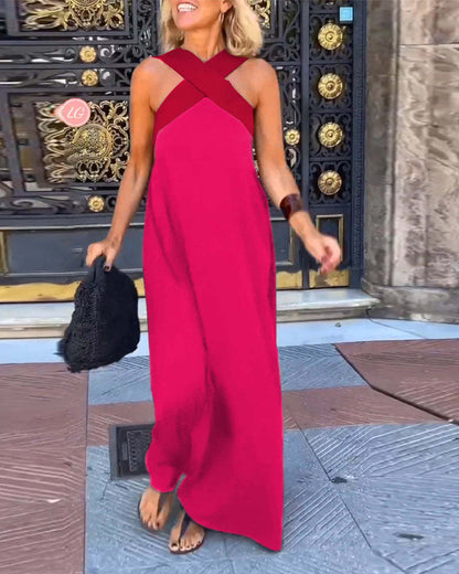 Ärmelloses Cross-Halter-Kleid mit geformter Silhouette