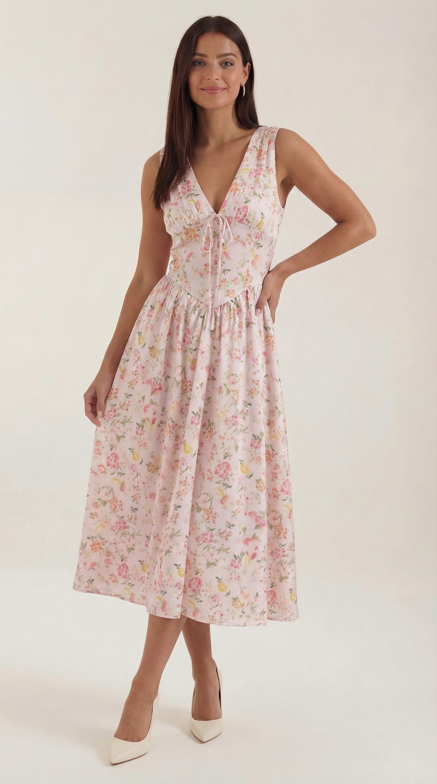 Damen Korsett Midi Sommerkleid