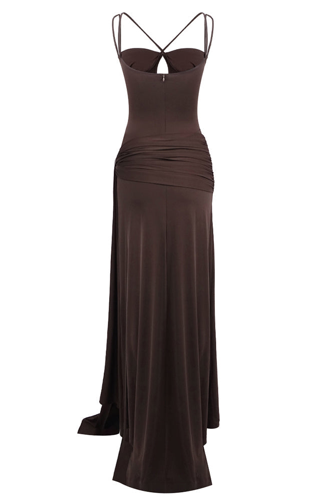 Maxikleid mit Trägern, drapiertem Design und verstellbarem Taillendetail