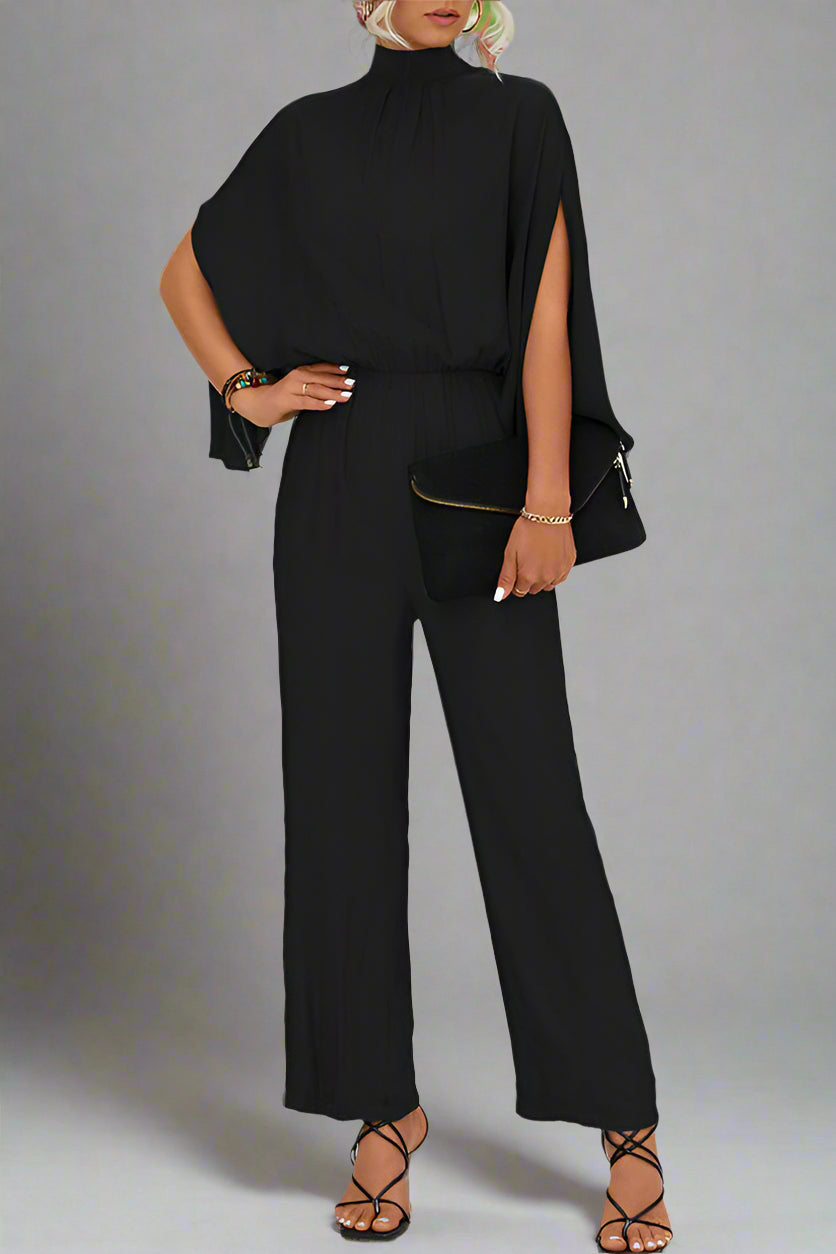 Damen Einfarbiger Jumpsuit mit Schnürung, Rückenschlitz und Langarm
