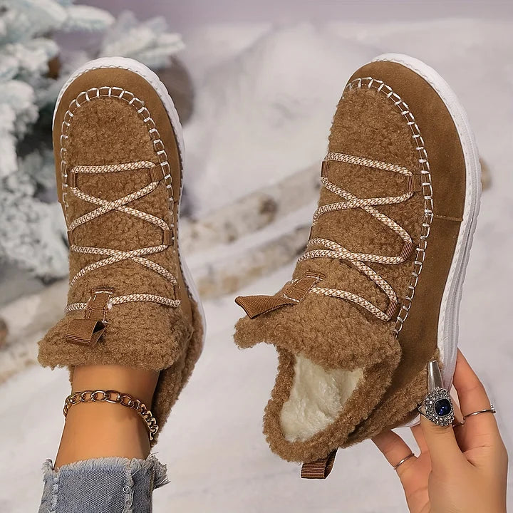 Gemütliche Plüsch-Patchwork-Winterstiefel für Damen