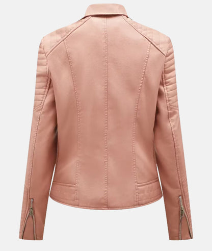 Schicke Damen Bikerjacke aus Kunstleder