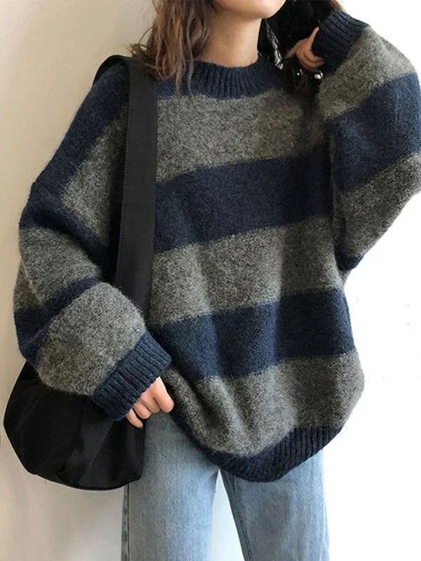 Gemütlicher eleganter übergroßer Strickpullover für Damen