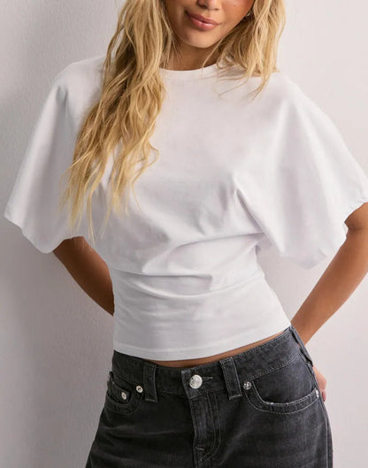 Entspanntes Baumwoll-T-Shirt mit weitem Ärmel