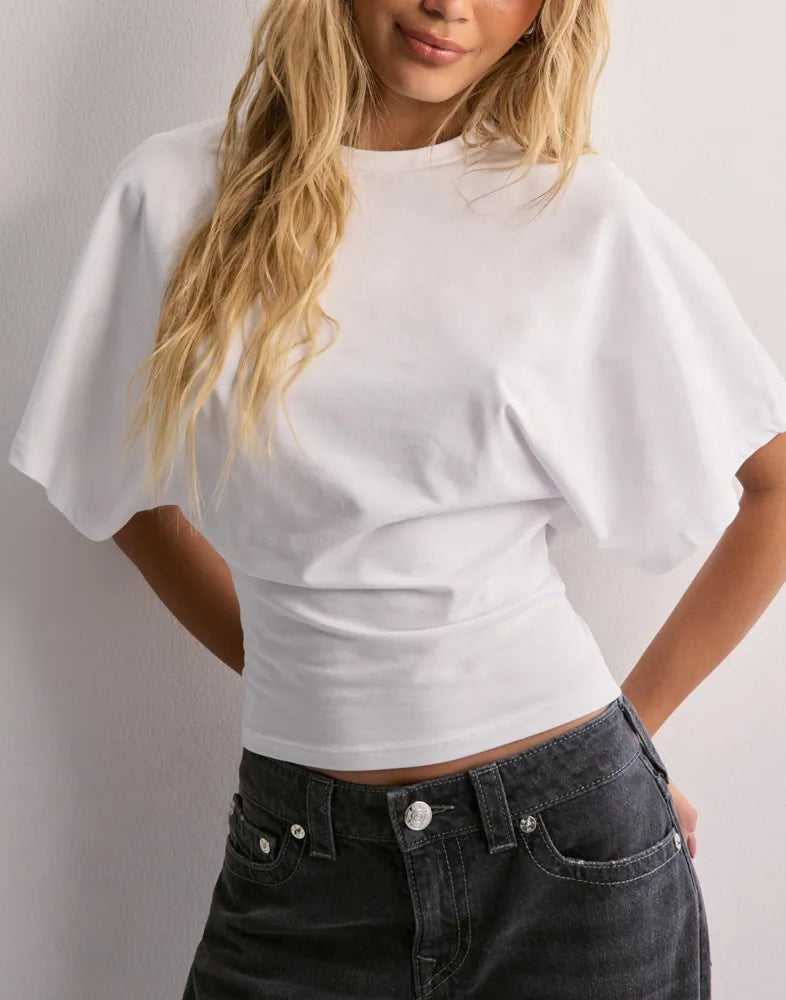 Entspanntes Baumwoll-T-Shirt mit weitem Ärmel