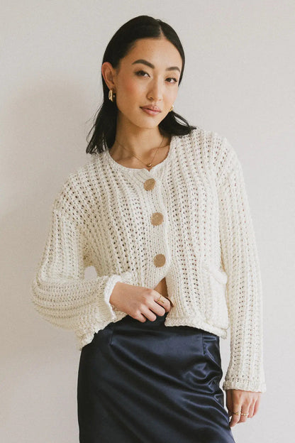 Cozy Chic Damen-Strickjacke mit Knöpfen und Taschen