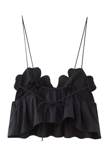 Damen Schwarzes Geripptes Stricktop Arabella