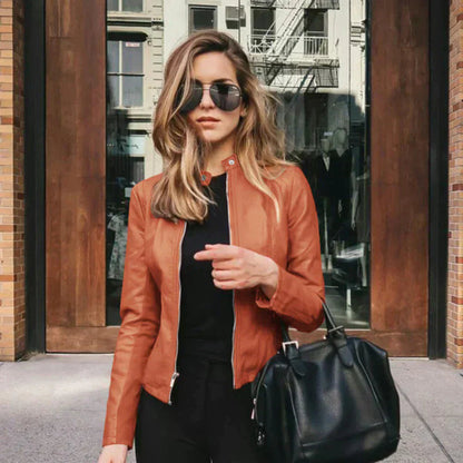 Elegante italienische Leder-Bikerjacke
