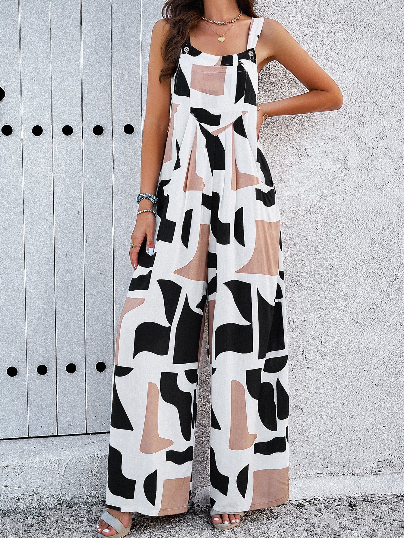 Weitbein-Jumpsuit mit Blumenmuster für Damen