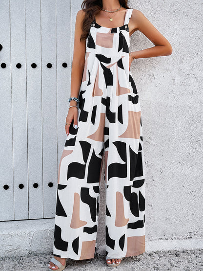 Weitbein-Jumpsuit mit Blumenmuster für Damen