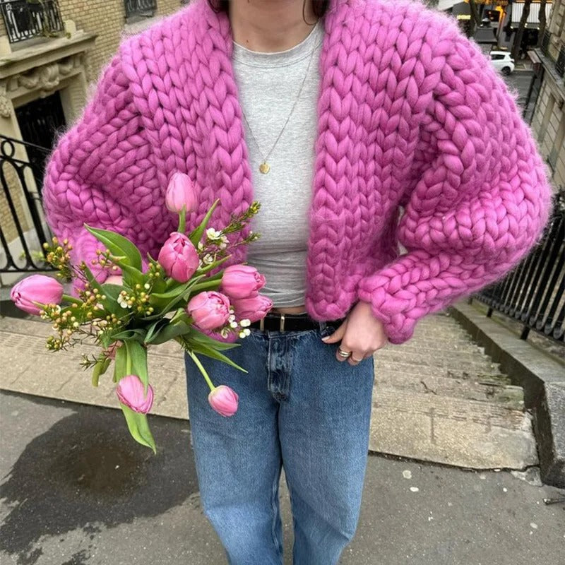Gemütlicher Strick-Cardigan in Uni-Farbe, Freizeitstil
