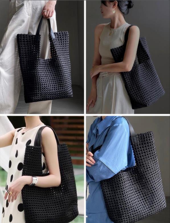 Übergroße handgewebte Leder-Tasche für den Alltag Chic