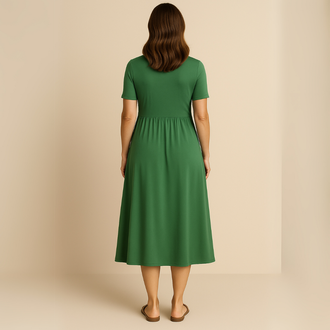Irene® | Midikleid mit V-Ausschnitt und fließender Silhouette