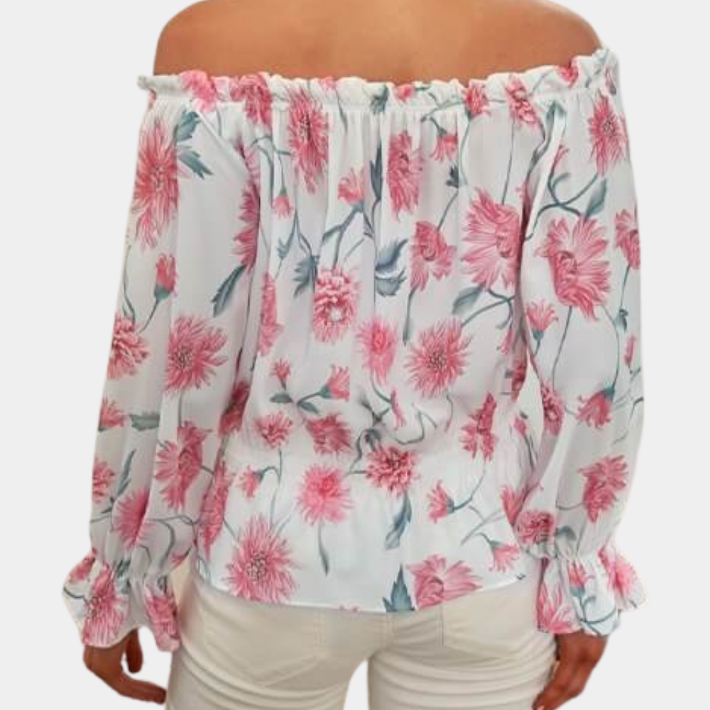Florale Schulterfreie Bluse mit Puffärmeln
