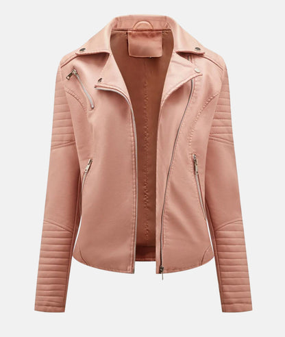 Schicke Damen Bikerjacke aus Kunstleder