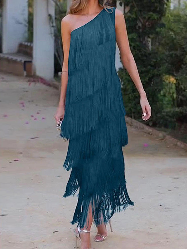 Müheloser Chic Asymmetrisches Maxikleid mit einer Schulter