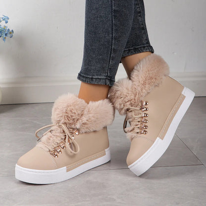Gemütliche Woll-Schnürstiefel für Damen für den Winter