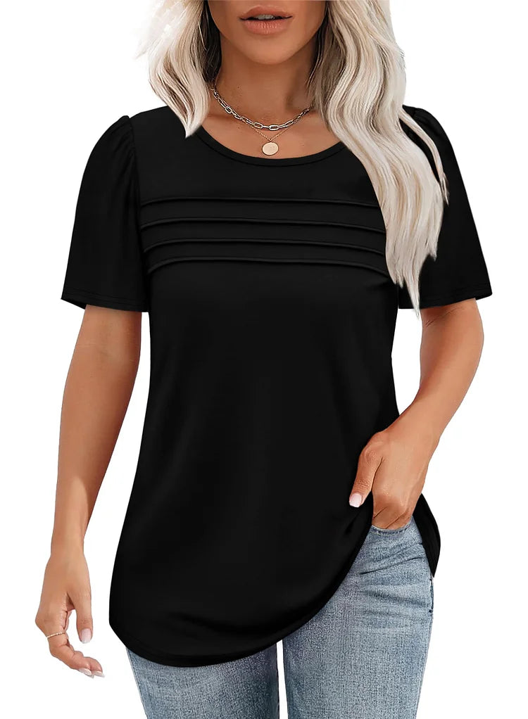 Raffung an der Vorderseite weiches Shirt mit rundem Ausschnitt