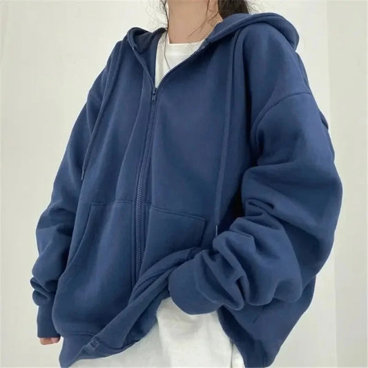 Übergroßer Kapuzenpullover im koreanischen Stil in Uni-Farbe