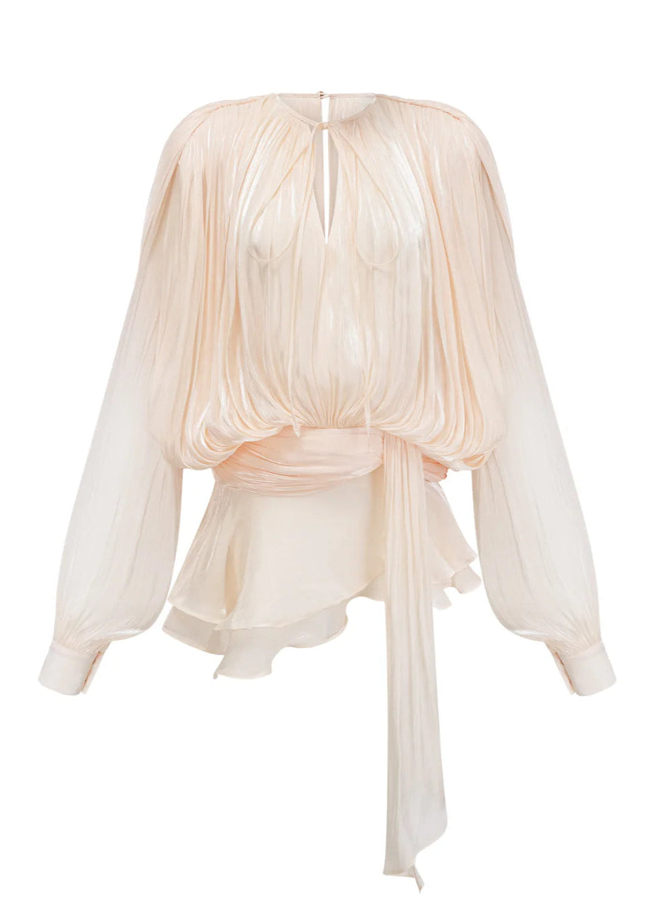 Estelle Champagner Satin Negligékleid