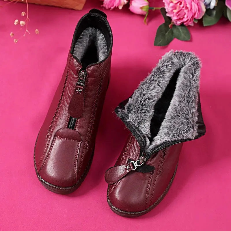 Gemütliche Winterstiefel aus natürlichem Leder mit warmem Futter
