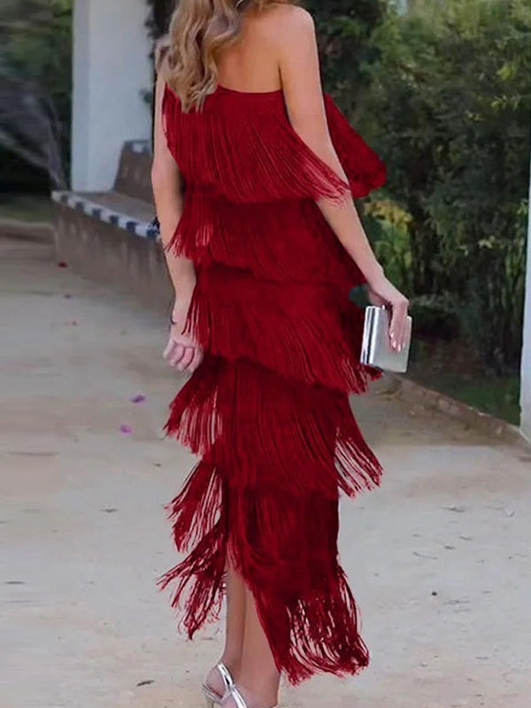 Müheloser Chic Asymmetrisches Maxikleid mit einer Schulter