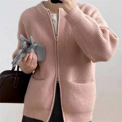 Eleganter Reißverschluss-Cardigan für Damen in Übergröße Komfort