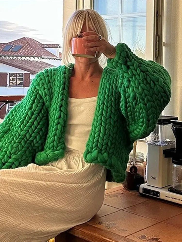 Gemütlicher Strick-Cardigan in Uni-Farbe, Freizeitstil