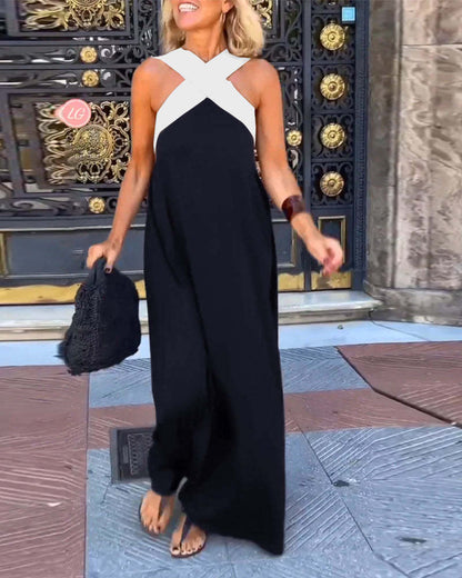 Ärmelloses Cross-Halter-Kleid mit geformter Silhouette