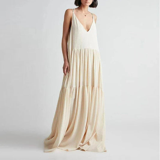 Müheloses glamouröses Maxikleid mit tiefem V-Ausschnitt