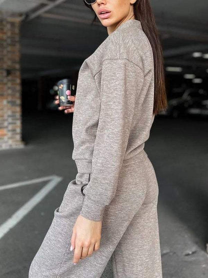 Gemütliches legeres V-Ausschnitt Pullover- und Hosen-Set
