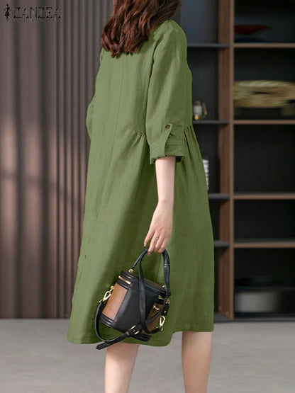 Valindr® | Lockeres Hemdblusenkleid mit Knopfleiste