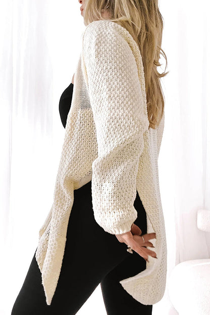 Gemütlicher Strick-Mid-Länge-Cardigan mit langen Ärmeln