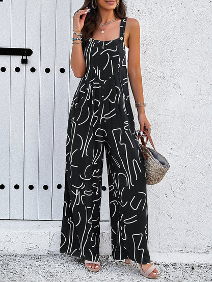 Weitbein-Jumpsuit mit Blumenmuster für Damen