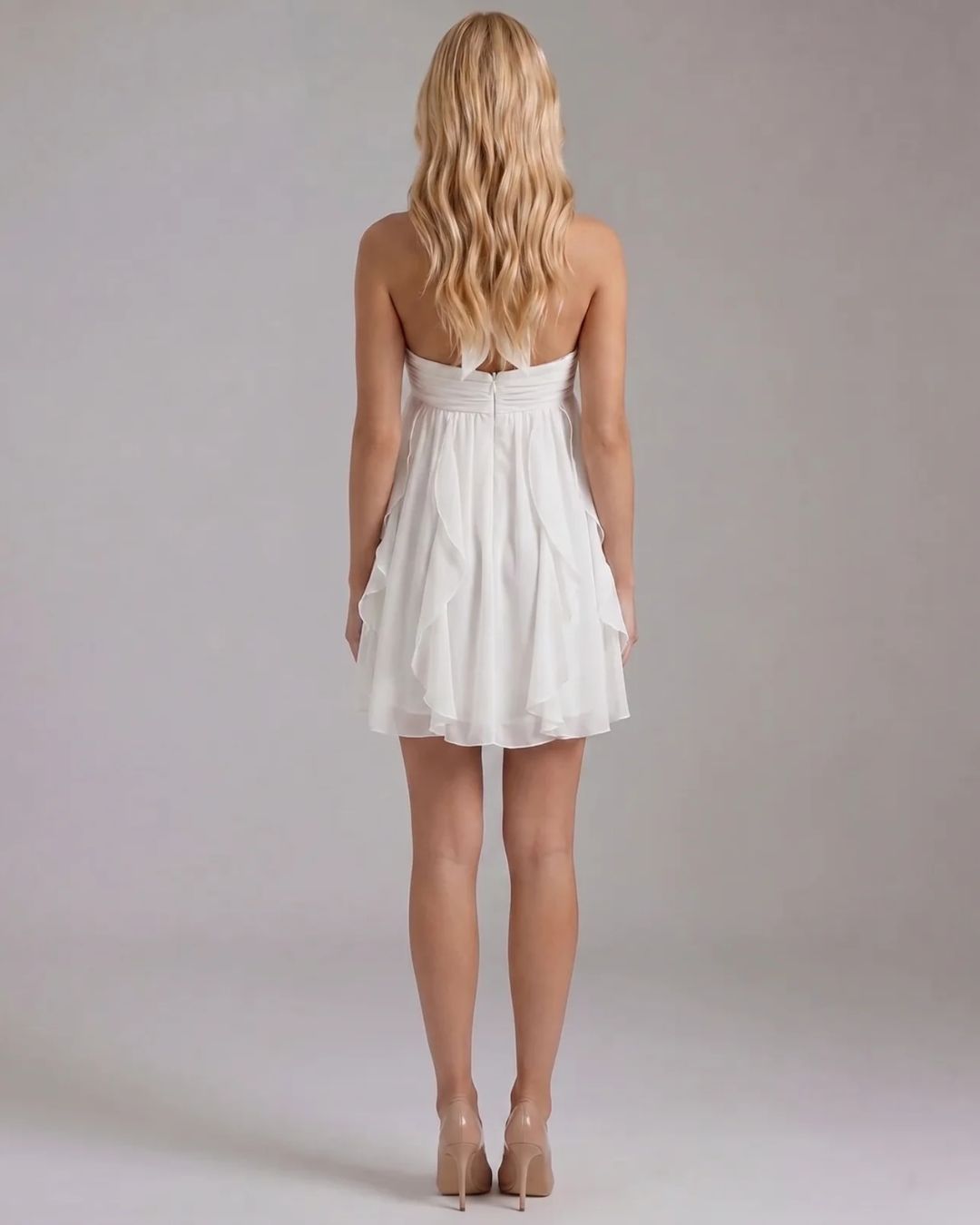 Rachel ärmelloses gerafftes Minikleid