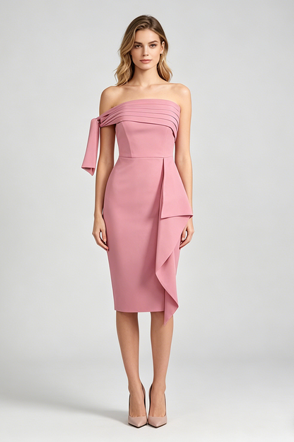 Midi-Kleid mit einer Schulter und Schleifendetail