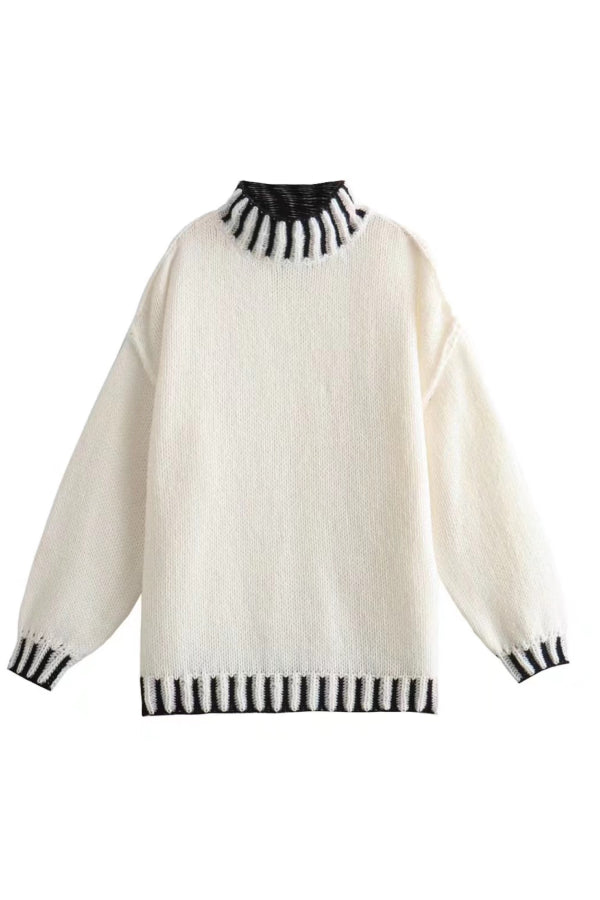 Gemütlicher Rollkragenpullover mit Farbblockdesign